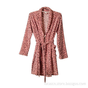 Women with Plush Cozy Fleece Robe Soft Comfy Warm Printed Bathrobe